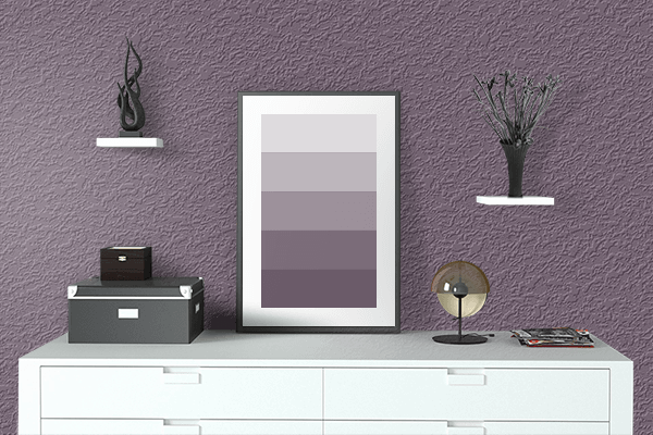 Pretty Photo frame on Dark Purple Grey color drawing room interior textured wall