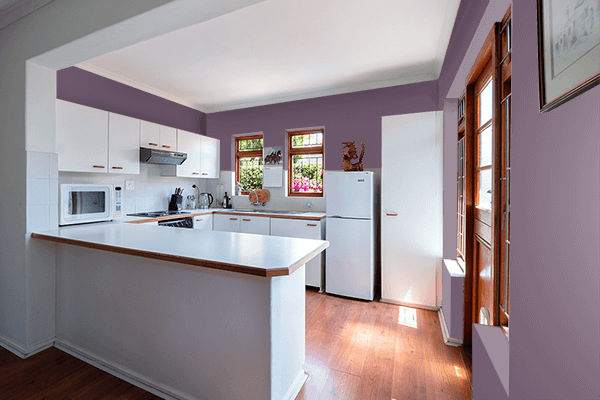 Pretty Photo frame on Dark Purple Grey color kitchen interior wall color