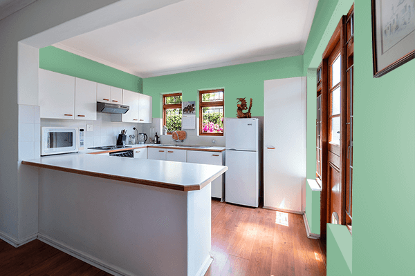 Pretty Photo frame on Polar Green color kitchen interior wall color