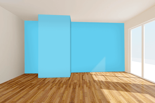 Pretty Photo frame on Aquatic color Living room wal color
