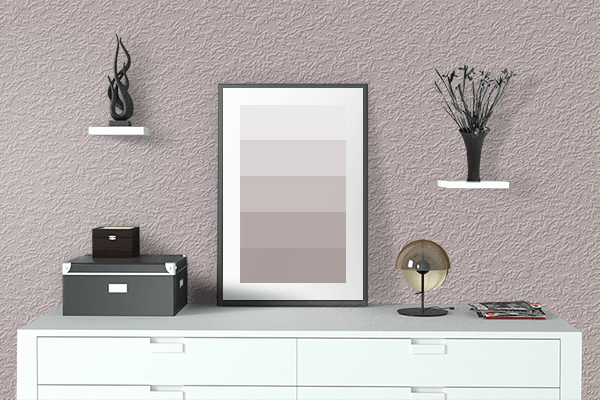 Pretty Photo frame on Clay Pink color drawing room interior textured wall