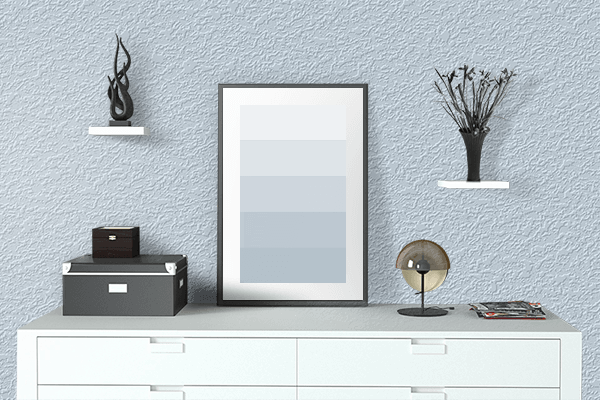 Pretty Photo frame on Ice Melt color drawing room interior textured wall