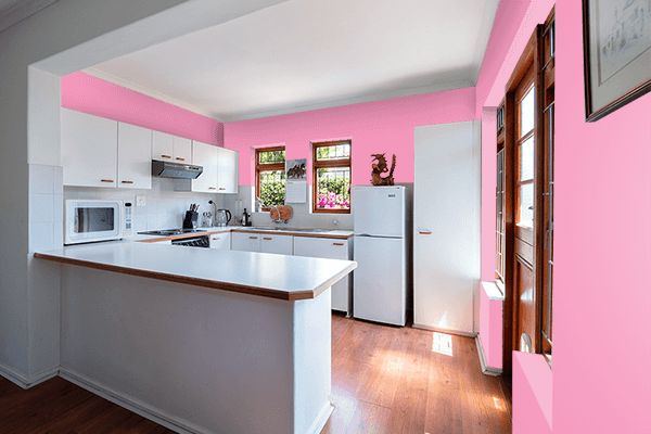 Pretty Photo frame on Supreme Pink color kitchen interior wall color