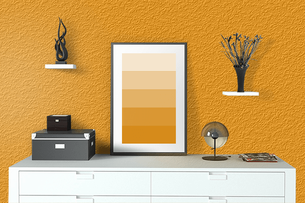 Pretty Photo frame on Amazon Orange color drawing room interior textured wall