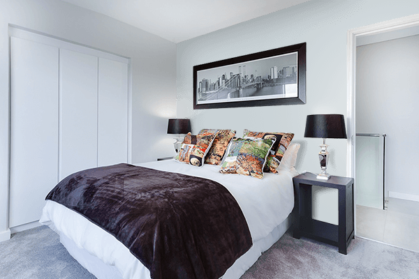 Pretty Photo frame on Arctic Silver color Bedroom interior wall color