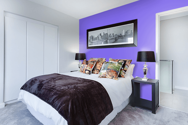 Pretty Photo frame on Light Violet Blue color Bedroom interior wall color