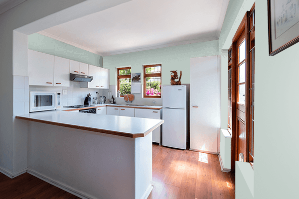 Pretty Photo frame on Aragonite White color kitchen interior wall color