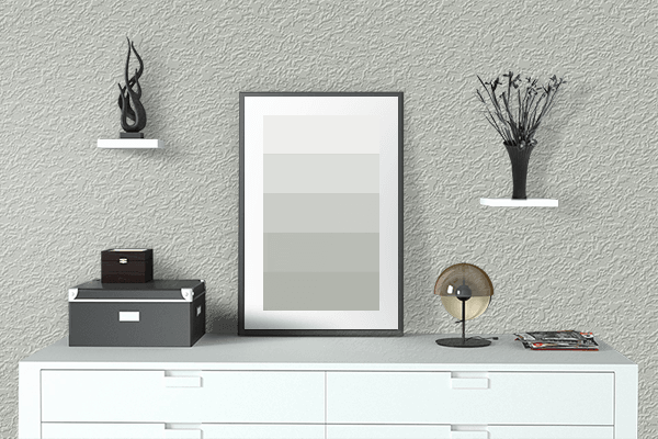 Pretty Photo frame on Arctic Stone color drawing room interior textured wall