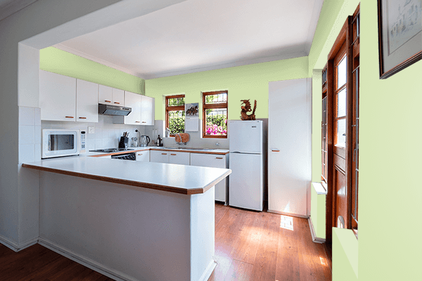 Pretty Photo frame on Green Melon color kitchen interior wall color