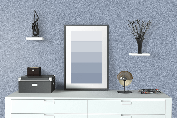 Pretty Photo frame on Satin Soft Blue color drawing room interior textured wall