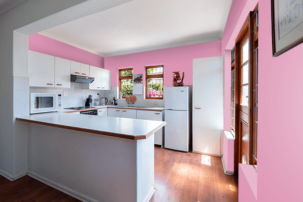 Pretty Photo frame on Techno Pink color kitchen interior wall color