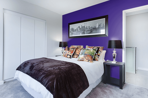 Pretty Photo frame on Supreme Indigo color Bedroom interior wall color