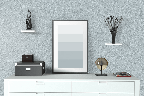 Pretty Photo frame on Frosty color drawing room interior textured wall