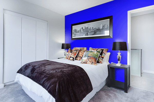 Pretty Photo frame on Blue Screen color Bedroom interior wall color