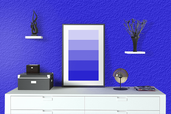 Pretty Photo frame on Blue Screen color drawing room interior textured wall