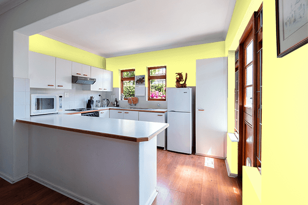 Pretty Photo frame on Canary color kitchen interior wall color