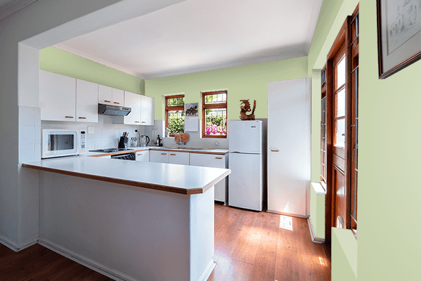 Pretty Photo frame on Avocado Cream color kitchen interior wall color