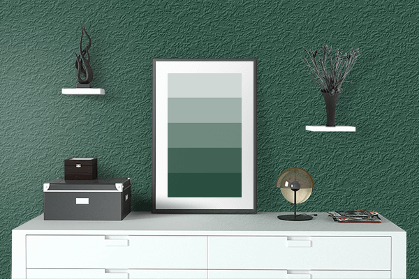 Pretty Photo frame on Cal Poly Green color drawing room interior textured wall