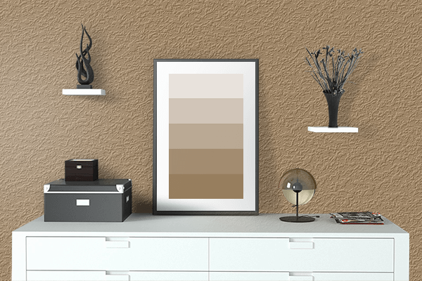 Pretty Photo frame on Corduroy Brown color drawing room interior textured wall