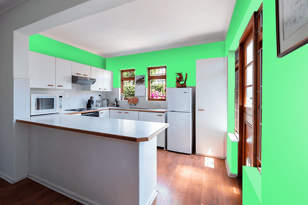 Pretty Photo frame on Discord Green color kitchen interior wall color