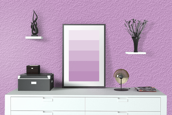 Pretty Photo frame on Plum color drawing room interior textured wall