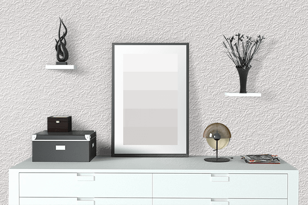 Pretty Photo frame on Chalk White color drawing room interior textured wall