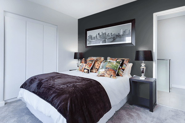 Pretty Photo frame on Gunmetal Gray color Bedroom interior wall color