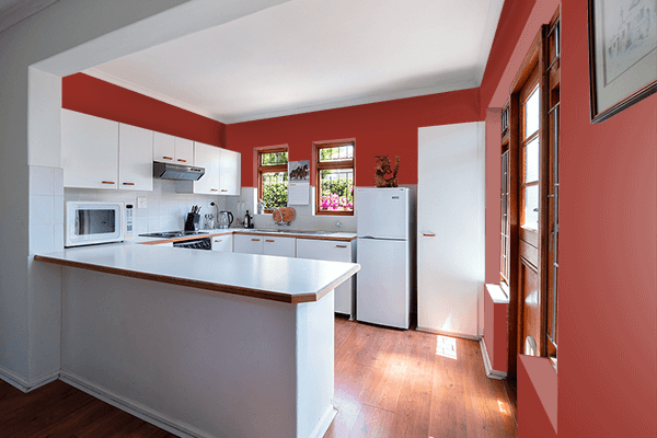 Pretty Photo frame on Tomato Red (RAL) color kitchen interior wall color