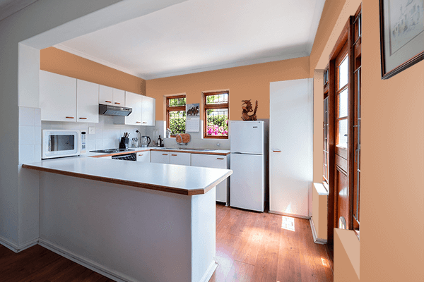 Pretty Photo frame on Cinnamon color kitchen interior wall color