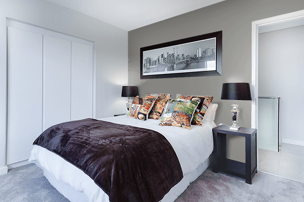 Pretty Photo frame on Grey Aluminium color Bedroom interior wall color