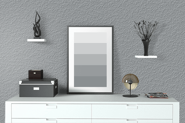 Pretty Photo frame on Window Grey color drawing room interior textured wall