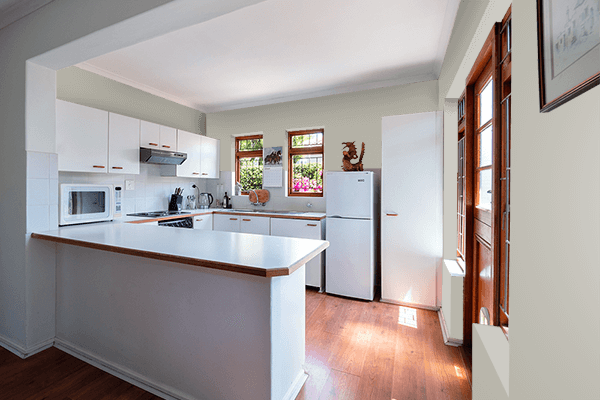 Pretty Photo frame on Silk Grey color kitchen interior wall color