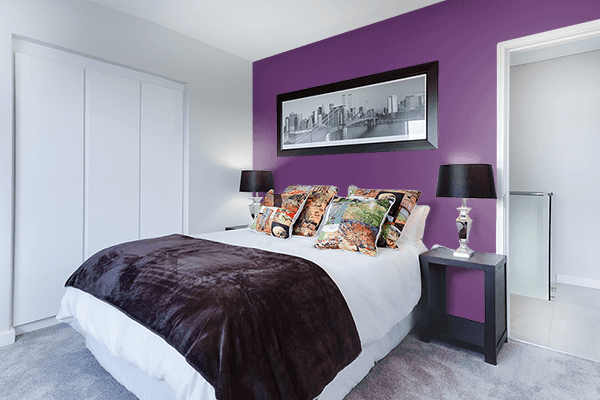Pretty Photo frame on Vintage Purple color Bedroom interior wall color