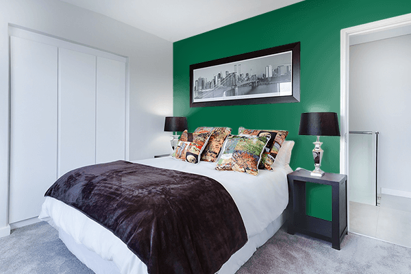 Pretty Photo frame on Starbucks Green color Bedroom interior wall color