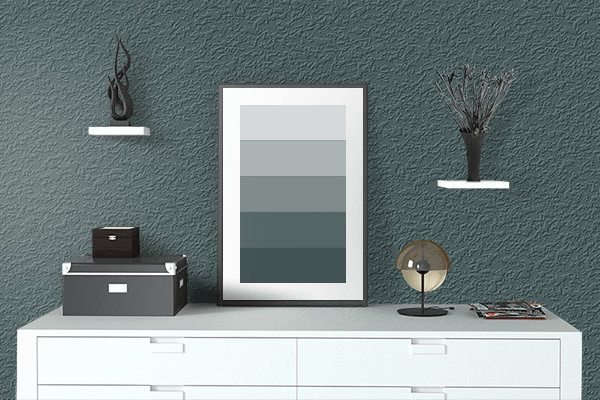 Pretty Photo frame on Payne’s Grey color drawing room interior textured wall