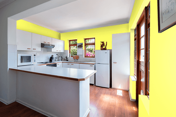 Pretty Photo frame on Laser Lemon color kitchen interior wall color