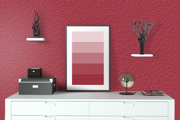 Pretty Photo frame on Urban Red (Pantone) color drawing room interior textured wall