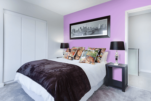 Pretty Photo frame on Wisteria color Bedroom interior wall color