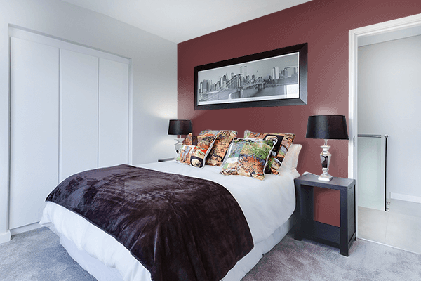 Pretty Photo frame on Dark Chestnut color Bedroom interior wall color