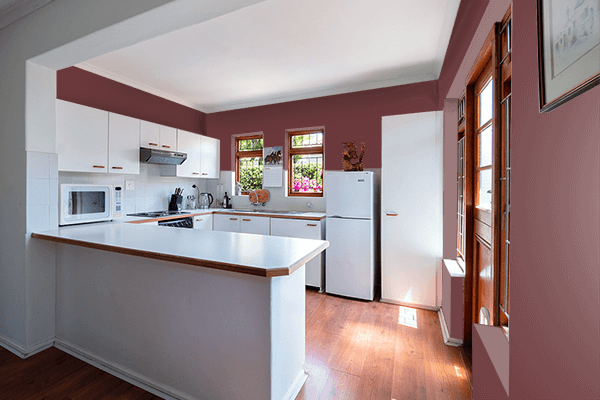 Pretty Photo frame on Dark Chestnut color kitchen interior wall color