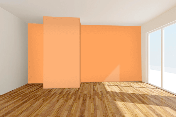 Pretty Photo frame on Fresh Orange color Living room wal color