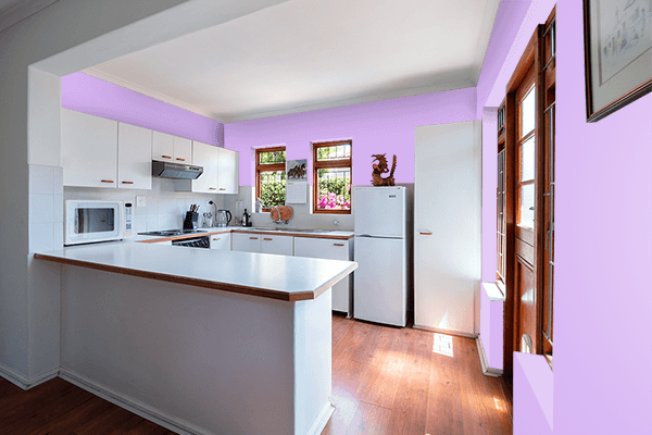Pretty Photo frame on Pastel Lavender color kitchen interior wall color