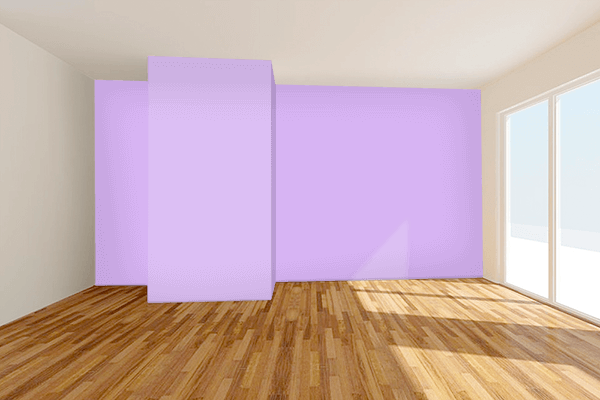 Pretty Photo frame on Pastel Lavender color Living room wal color