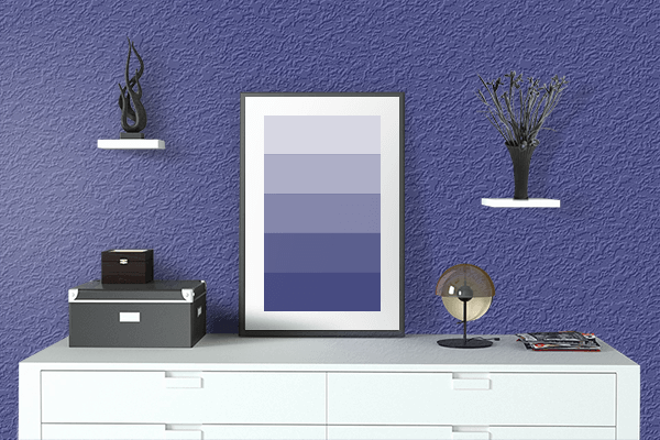 Pretty Photo frame on Royal Blue (Pantone) color drawing room interior textured wall