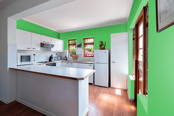 Pretty Photo frame on Rainbow Green color kitchen interior wall color