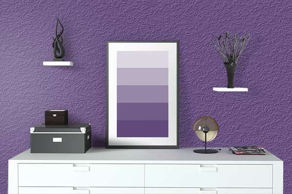Pretty Photo frame on Royal Purple (Pantone) color drawing room interior textured wall
