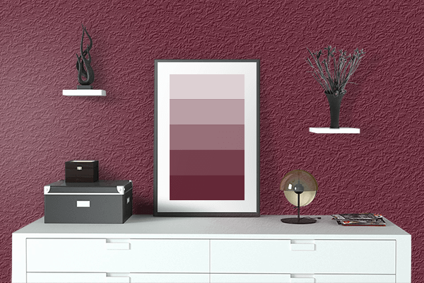 Pretty Photo frame on Luxury Burgundy color drawing room interior textured wall