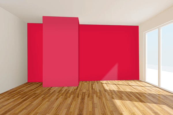Pretty Photo frame on Crimson color Living room wal color