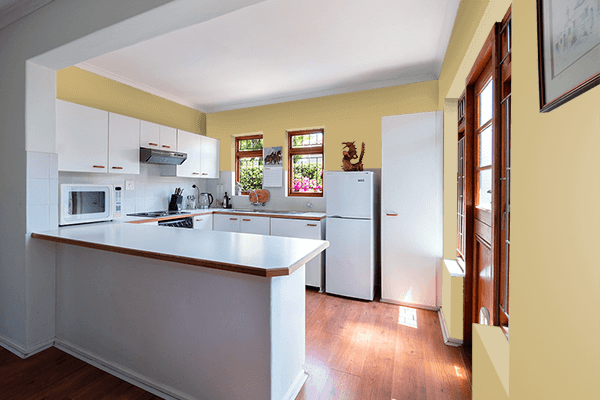 Pretty Photo frame on Gold Tan color kitchen interior wall color