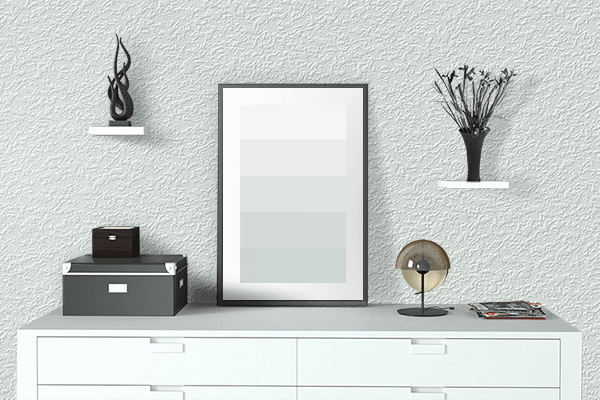Pretty Photo frame on Mint Cream color drawing room interior textured wall